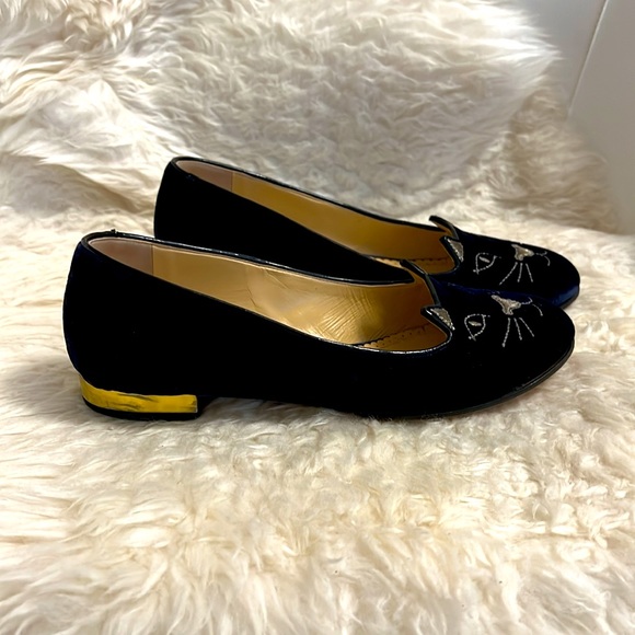 Charlotte Olympia Kitty Velvet Flats - Picture 3 of 7